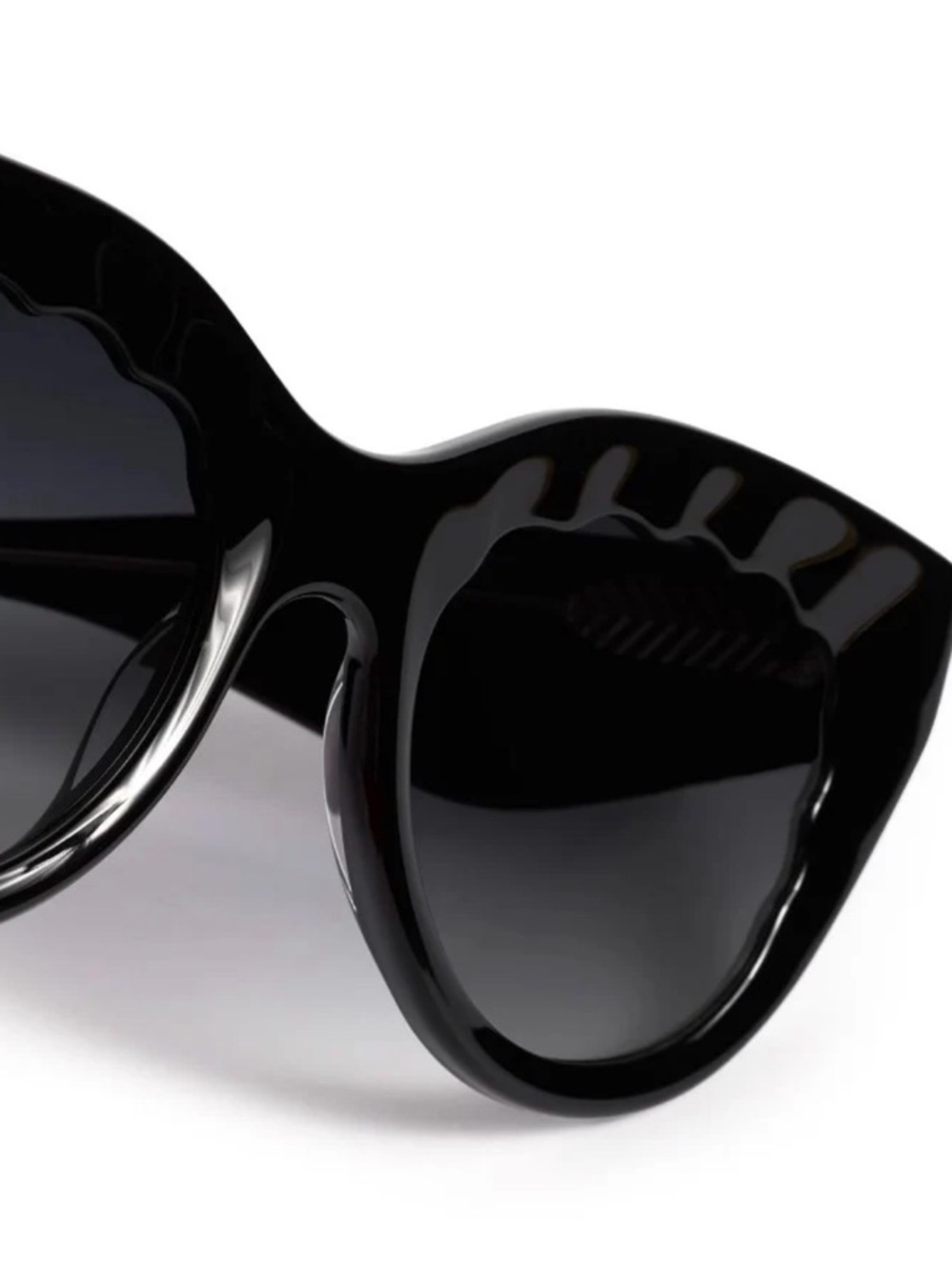KREWE Black Charlotte Sunglasses with Scalloped Detail - Picture 2 of 13